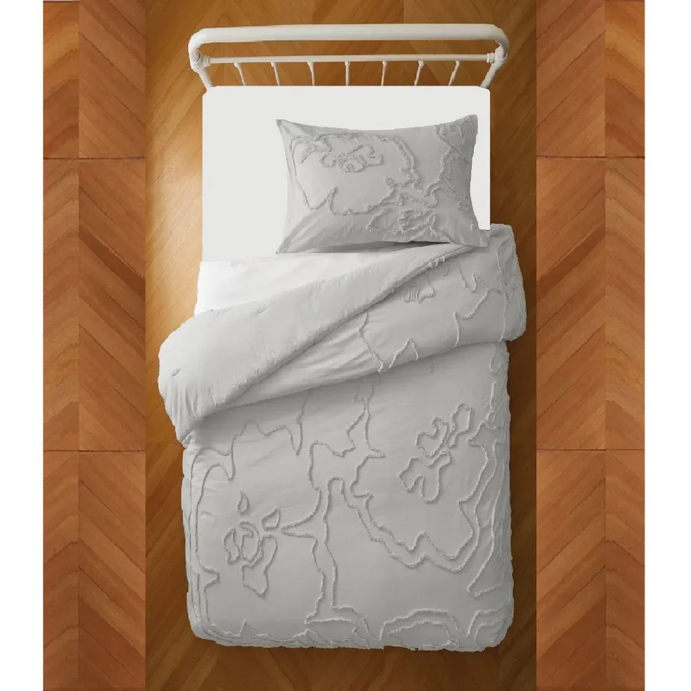 new Wild Sage Corinna 2-pc Cotton TWIN XL Dorm Duvet Cover Set - LUNAR ROCK GRAY